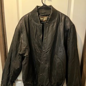 Leather All Bomber Leather Jacket Size Large